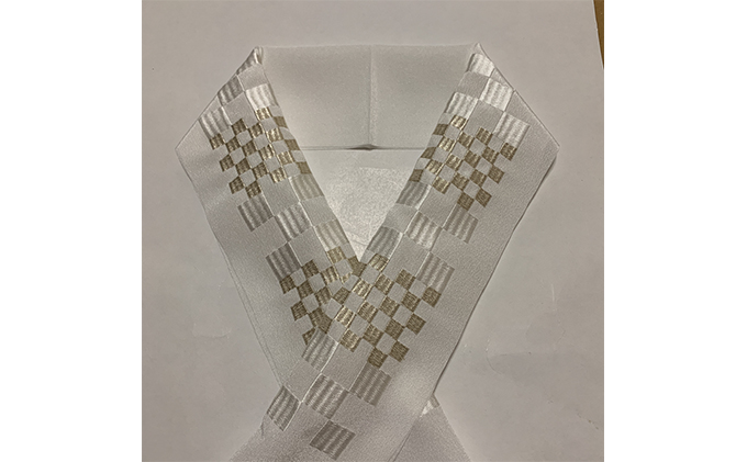 半衿　市松柄　シルバー　刺繍