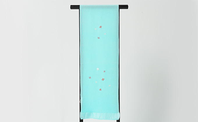 帯揚げ　水色に源氏香の刺繍