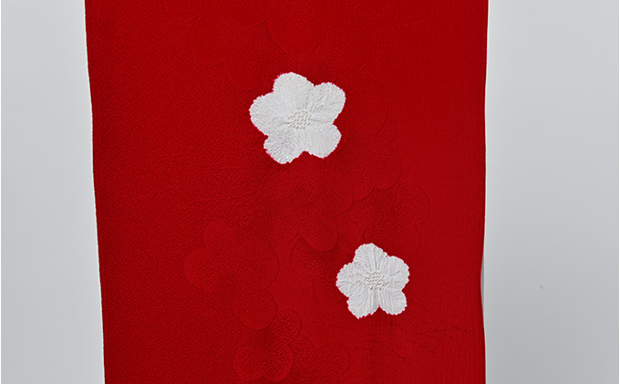 帯揚げ　赤地に白色　絞り　輪出し　リンダシ　帯上げ　着物に