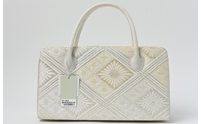 和装バッグ　グレーとシルバー　菱柄