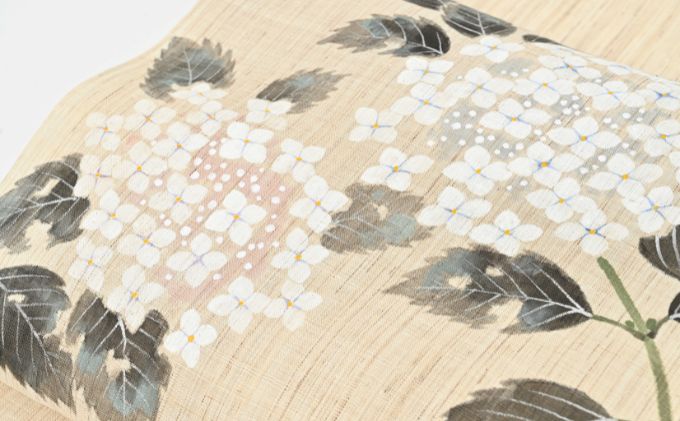 名古屋帯　麻　紫陽花柄　お仕立て上がり　お単衣　絽　紗に　あじさい