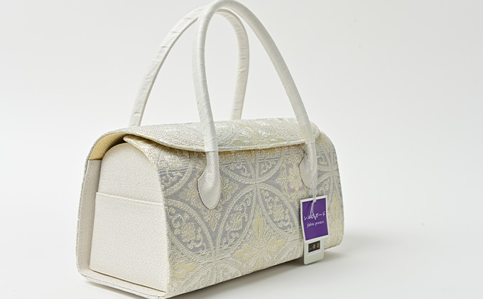 和装バッグ　七宝つなぎ　かぶせ　ボタン付き　お着物に　振袖に　お茶席に 正絹