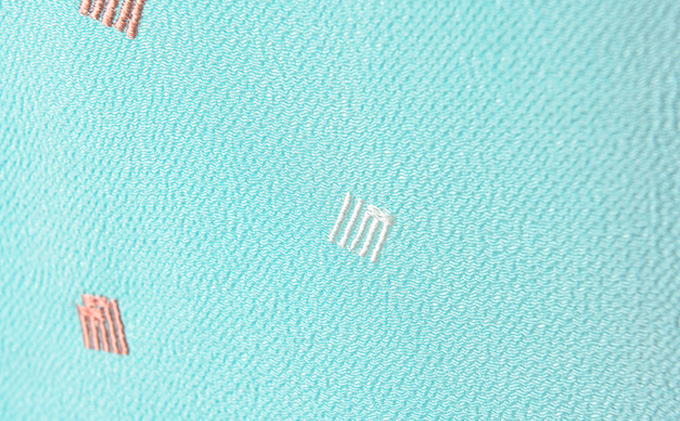帯揚げ　水色に源氏香の刺繍
