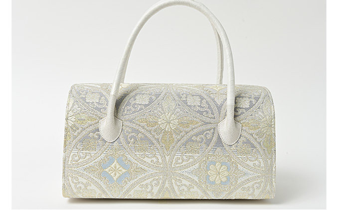 和装バッグ　七宝つなぎ　かぶせ　ボタン付き　お着物に　振袖に　お茶席に 正絹