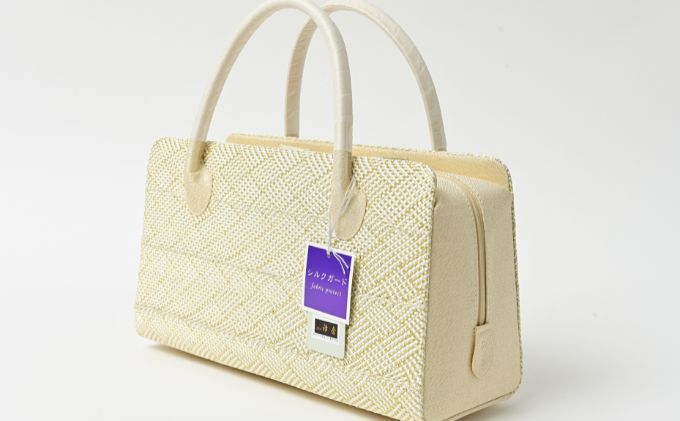 和装バッグ　シャンパンゴールド　組織　あおりバッグ　利休バッグ　着物に 伝統技術 ファッション カバン バッグ 紋付 篠原縫製