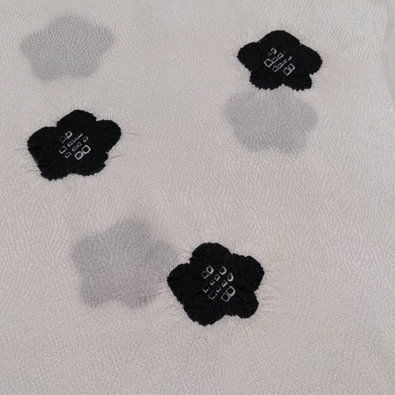 帯揚げ　輪出し　白地にブラック　和装 民芸品 工芸品 伝統技術 帯揚げ