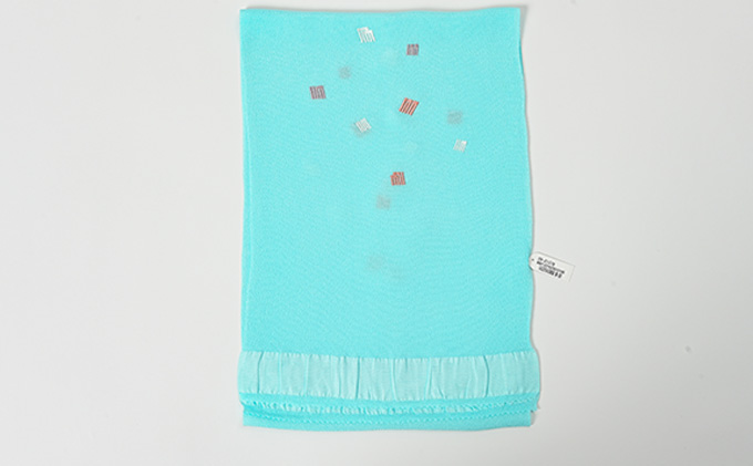 帯揚げ　水色に源氏香の刺繍