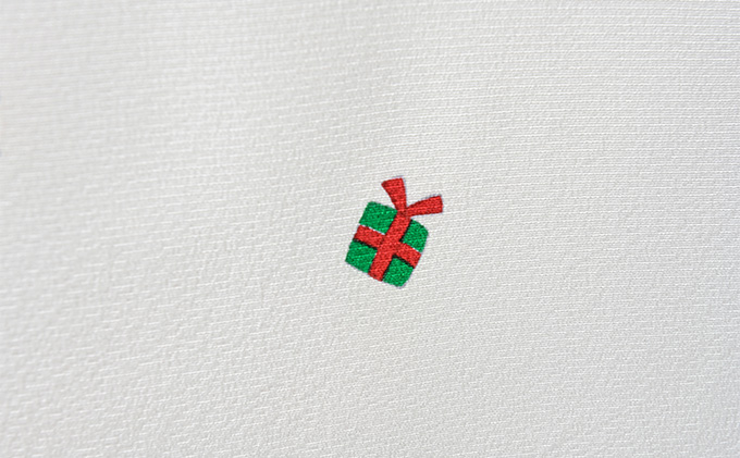 帯揚げ　白地　クリスマス柄　サンタさん柄