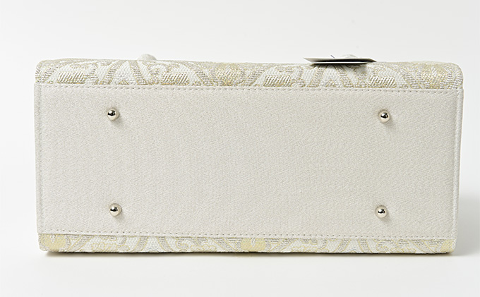 和装バッグ　七宝つなぎ　かぶせ　ボタン付き　お着物に　振袖に　お茶席に 正絹