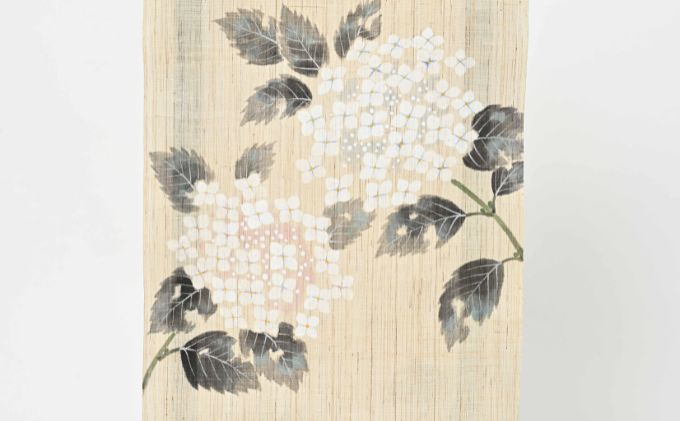 名古屋帯　麻　紫陽花柄　お仕立て上がり　お単衣　絽　紗に　あじさい