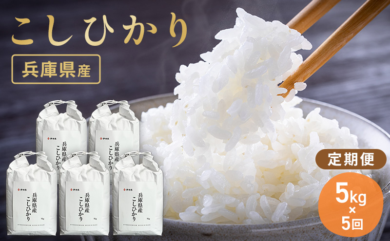 お米 令和7年産 兵庫県産コシヒカリ5kg 5ヶ月定期便 米 お米 新米 こめ コメ 白米 兵庫県 伊丹市