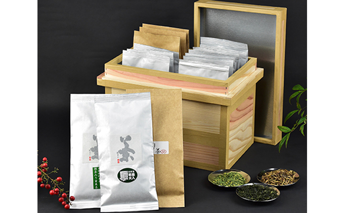 日本茶詰合せ 茶箱入り （特上宇治田原煎茶5本・上朝宮煎茶5本他　3kgサイズ茶箱） お茶 茶葉 緑茶 煎茶 玄米茶 ほうじ茶 国産 お取り寄せ 詰め合わせ 飲み比べ ギフト 贈り物 手土産 飲料 ドリンク 飲料類