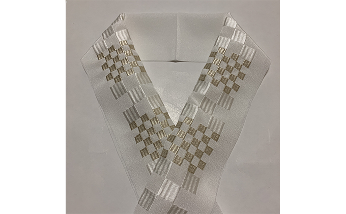 半衿　市松柄　シルバー　刺繍