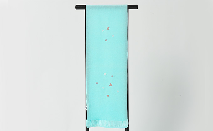 帯揚げ　水色に源氏香の刺繍