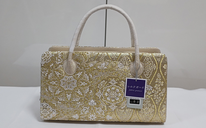 和装バッグ　利休バッグ　あおりバッグ　ゴールド　華紋柄　お着物に　お茶席などに 小物 シンプル お茶会 パーティ セレモニー 入学式 入園式 卒業式 卒園式 結婚式 篠原縫製