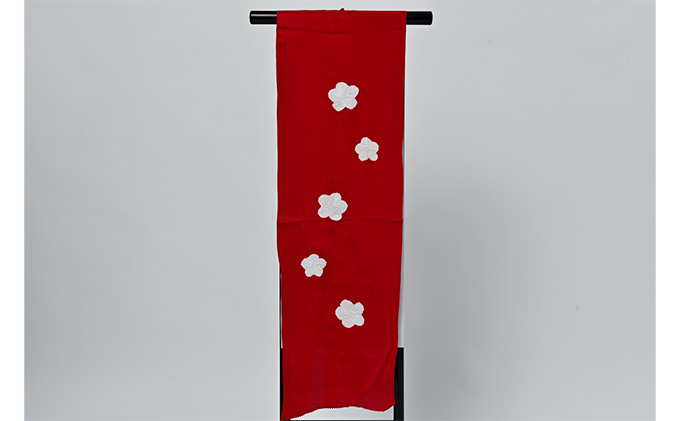帯揚げ　赤地に白色　絞り　輪出し　リンダシ　帯上げ　着物に
