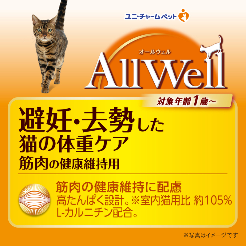 AllWell 避妊・去勢した猫の体重ケア 筋肉の健康維持用 フィッシュ味 挽き小魚とささみフリーズドライパウダー入り 1.5kg×5袋 ペットフード キャットフード 猫 ペット ドライ ユニ・チャーム ペット