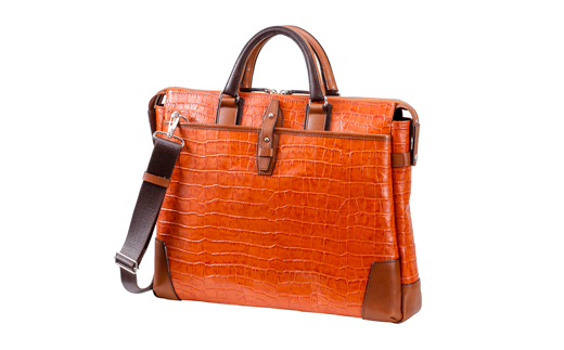 豊岡鞄 craftsmanship クロコ型ブリーフ サンセット 197712 / 木和田正昭商店 クロコダイル調 本革 ブリーフケース ビジネスバッグ メンズ ビジネスカジュアル カバン バッグ A4ファイル収納 手持ち ショルダーベルト付属 2way