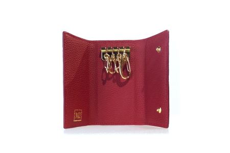 豊岡財布 三つ折りキーケース ドイツ製高級皮革使用 レッド