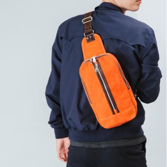 豊岡鞄 直帆布 ワンショルダー ボディバッグ NEH003 オレンジ