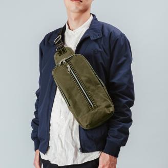 豊岡鞄 直帆布 ワンショルダー ボディバッグ NEH003 ブラックカーキ