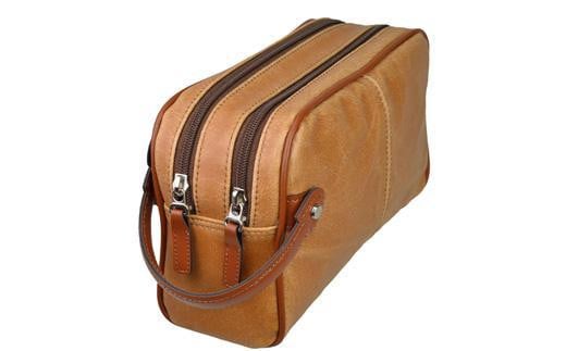 Ａハワード　天Ｗファスナー手付ポーチ（25815-10） キャメル