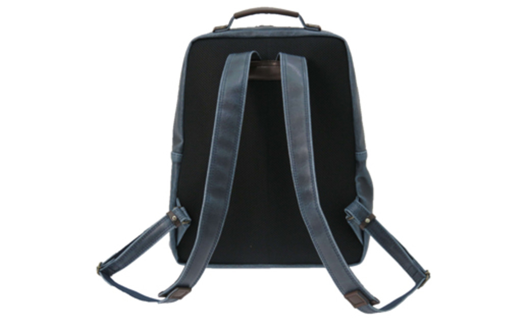 レトロリュック (No.4990-60) ネイビー / 木和田 リュック リュックサック 2層式 仕分け収納 白化合皮 ポケット ペットボトルホルダー 高級 かばん カバン バッグ 鞄 手作り メンズ レディース 日本製