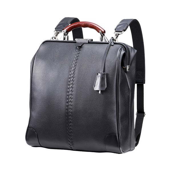 【高島屋選定品】豊岡鞄 YOUTA LIZARD 3way 縦ダレスL (YK3) ブラック / 木和田正昭商店 ダレスバッグ メンズ レディース 縦型 バッグ ショルダー リュック A4ファイル対応