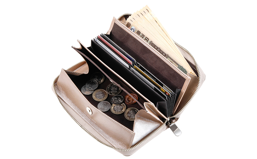 豊岡財布 anti-mode style Shimmer Chic RF Wallet AW900 / セレニティGY / ラウンドファスナーロングウォレット 長財布 牛革 シンプル 財布 サイフ さいふ アンチモード スタイル シマー シック 木和田正昭商店