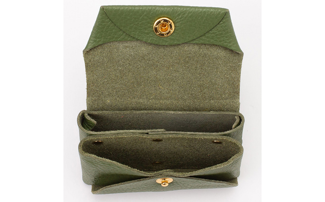 豊岡工房 牛革 縫わない財布（4231）オリーブ / ミニ財布 コンパクトサイズ 丈夫 耐久性 柔らかい シュリンク牛革 メンズ レディース 財布 さいふ サイフ 国産 日本製 小田清株式会社