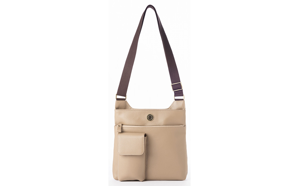 豊岡工房 牛革  スマホが取り出し易いショルダーバッグ（4332）ベージュ / ボディショルダーバッグ 斜めがけ 柔らかい シュリンク牛革 メンズ レディース かばん カバン バッグ 鞄 国産 日本製 小田清株式会社