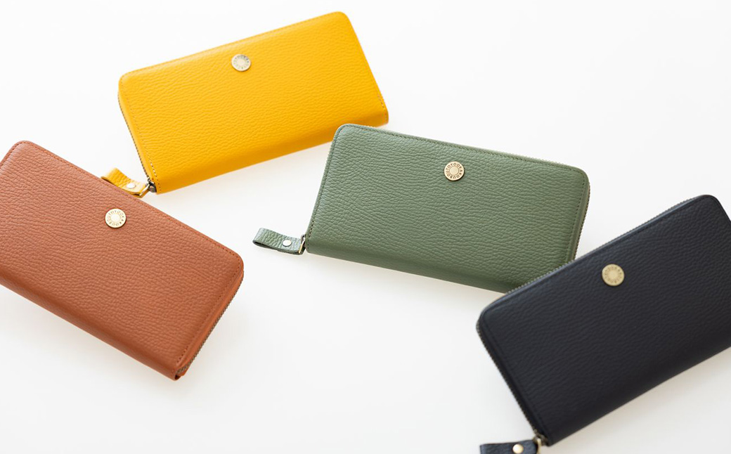 豊岡工房 牛革 コインが分けられる中身が見やすいラウンド長財布（4373）キャメル / 長財布 ４つに仕切られた小銭入れ 部屋ごとに色分け 柔らかい メンズ レディース 財布 さいふ サイフ 国産 日本製 小田清株式会社