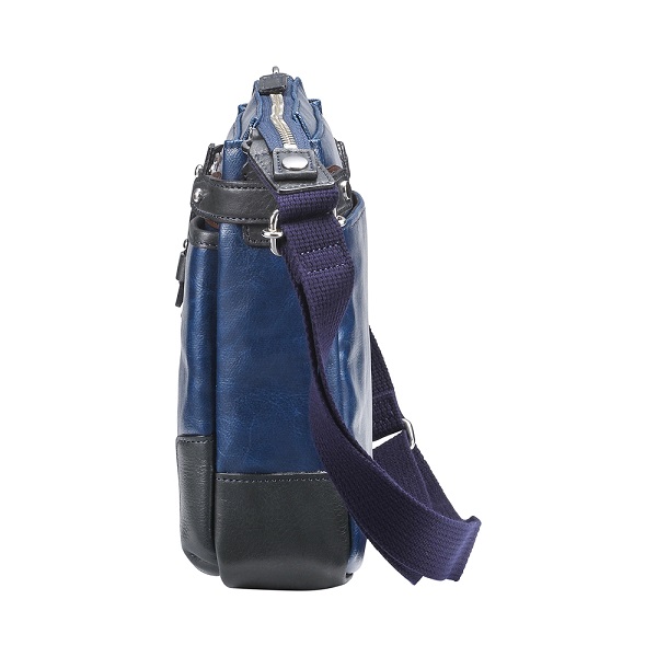 豊岡鞄　帆布PU×レザーショルダーＳ（24-170）ブルー