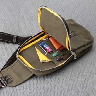 豊岡鞄 直帆布 ワンショルダー ボディバッグ NEH003 ブラックカーキ