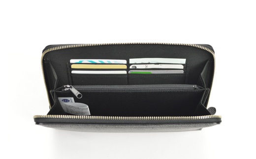 豊岡産鞄 牛革切り目ラウンドポーチ　大（25933-01）黒 / かばん カバン 鞄 バッグ