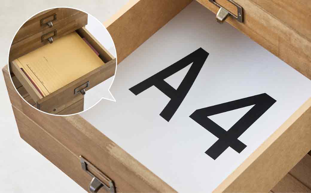 天然木チェスト 6段 A4サイズ アイボリーホワイト・木脚・取っ手D(ウッド)