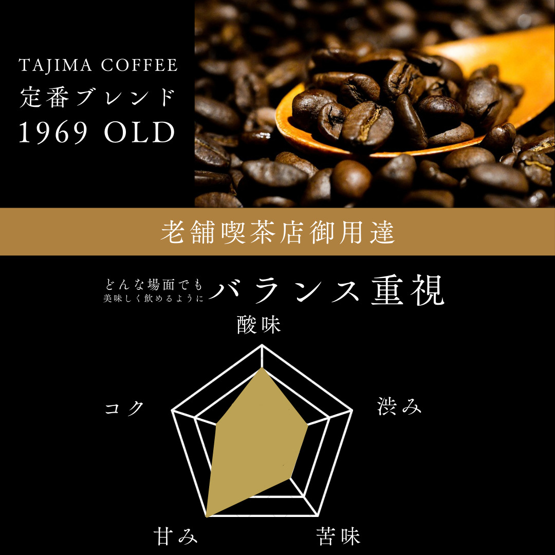 コーヒー 粉 中挽き / 1969OLD コーヒー粉 お試し 200g 自家焙煎 珈琲 豆 コーヒー 珈琲 老舗 喫茶店の味 人気 定番ブレンド ほろ苦さとコク コーヒー初心者 バランス重視 果実味 但馬東洋珈琲【tc-1969old-200】【TAJIMA COFFEE 】