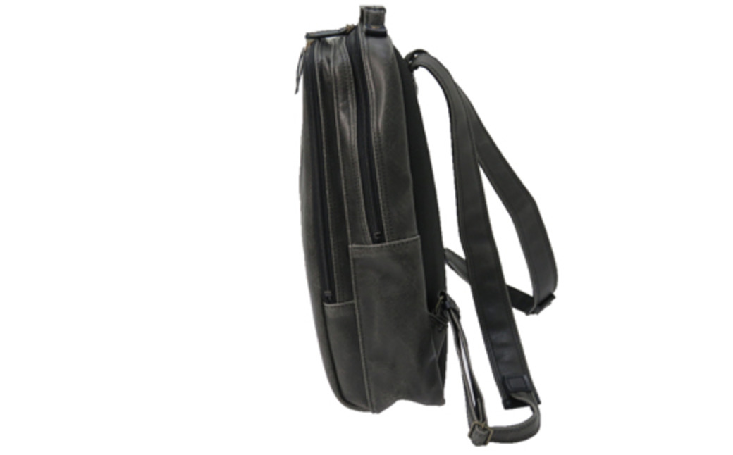 レトロリュック (No.4990-01) ブラック / 木和田 リュック リュックサック 2層式 仕分け収納 白化合皮 ポケット ペットボトルホルダー 高級 かばん カバン バッグ 鞄 手作り メンズ レディース 日本製