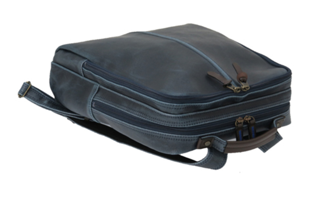 レトロリュック (No.4990-60) ネイビー / 木和田 リュック リュックサック 2層式 仕分け収納 白化合皮 ポケット ペットボトルホルダー 高級 かばん カバン バッグ 鞄 手作り メンズ レディース 日本製