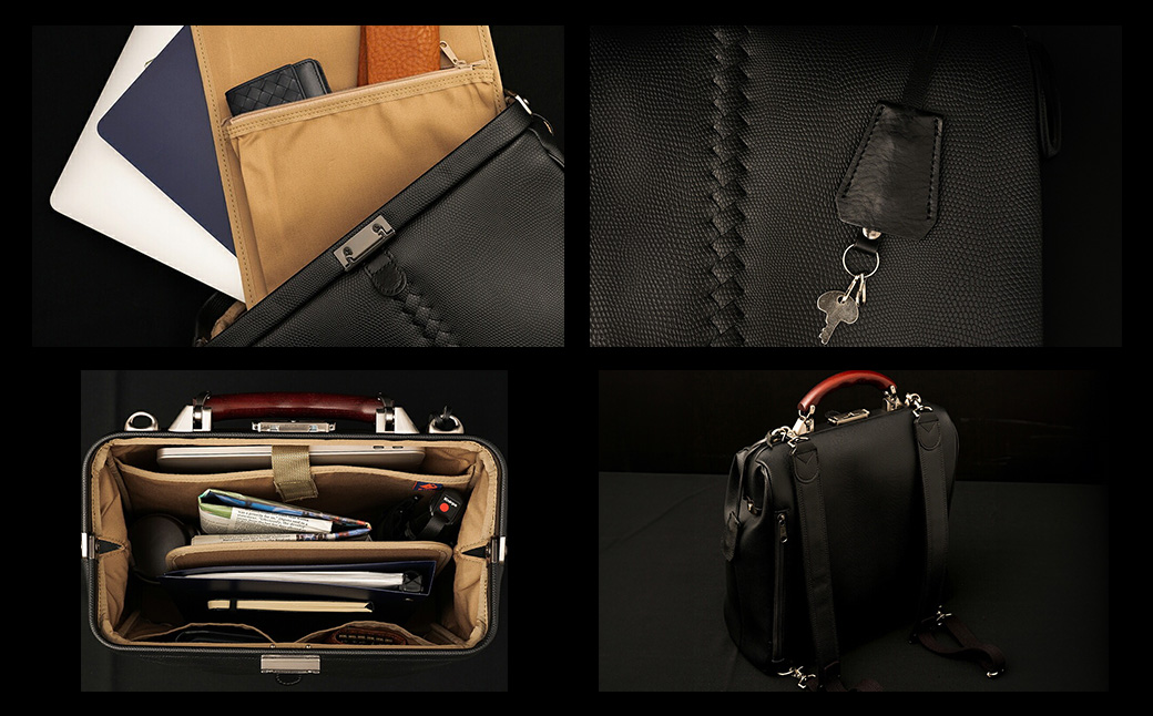 【高島屋選定品】豊岡鞄 YOUTA LIZARD 3way 縦ダレス (YK-3M) ネイビー / 木和田正昭商店 リュック ダレスバッグ ダレス ビジネスバッグ メンズ 縦型 バッグ A4ファイルサイズ ブリーフケース