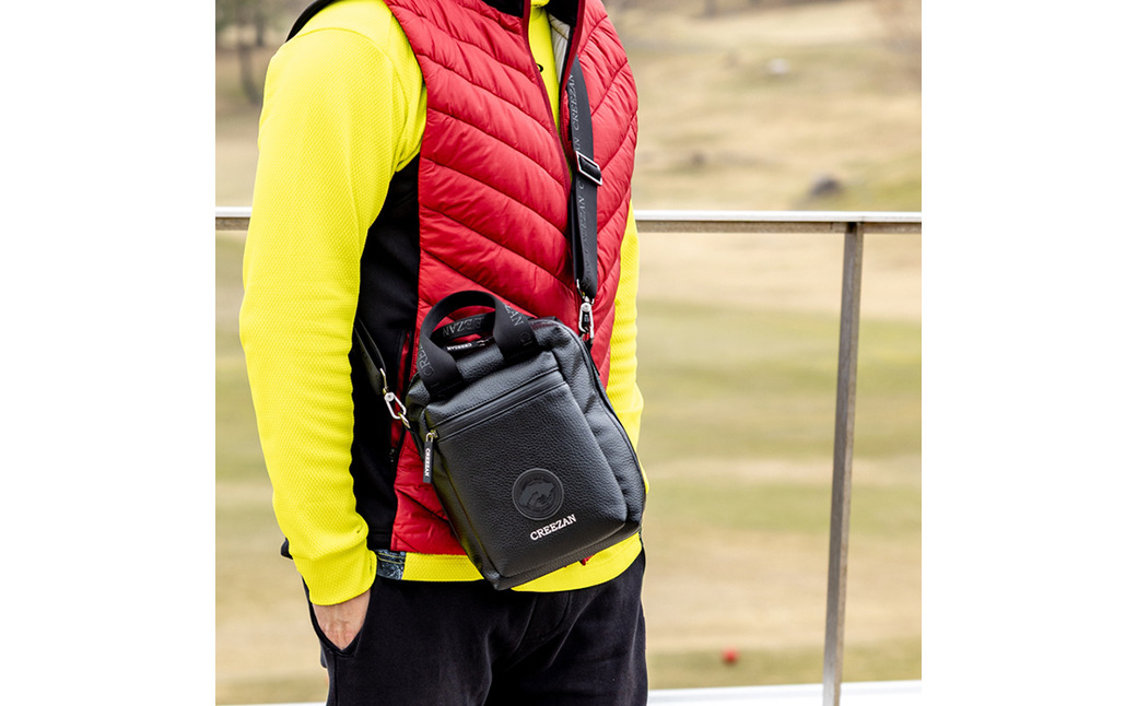 CREEZAN GOLF クリーザンゴルフ カートバッグボックス ブラック CCGI-013-02 / ゴルフ カートバッグ ゴルフバッグ 縦型 軽量 収納力 水濡れに強い 高機能合成皮革 ドリンクホルダー付き ショルダーストラップ付き シンプル デザイン