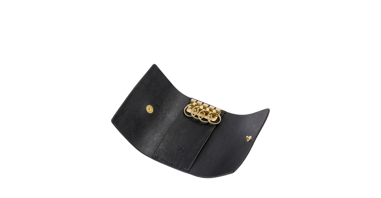 豊岡財布 haaki Leather キーケース HLC501 ネロ / キーホルダー 鍵入れ 革 革小物 牛皮革 メンズ レディース プエブロレザー 手縫いのステッチ ハンドメイド シンプル デザイン 無地 KOMOREBI 木和田正昭商店