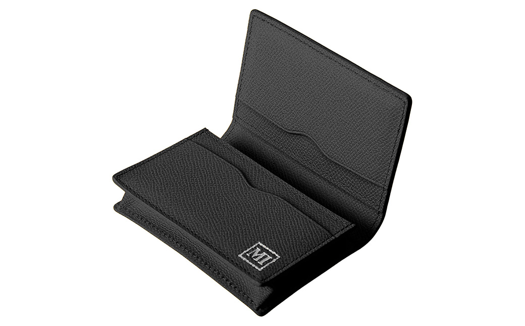 豊岡財布 本革名刺入れ 角シボ型押しカーフ ブラック WMS01NC / 名刺入れ 名刺ケース マチあり メンズ レディース 本革 革 牛革 革小物 シンプル デザイン 無地 マスミ鞄嚢