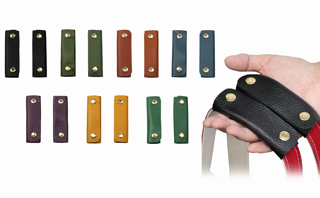 豊岡工房 牛革 ハンドルカバー（4408）黒 / レザーハンドルカバー 2個セット バッグの持ち手 持ちやすい 柔らかい シュリンク牛革 サステナブル おしゃれ 国産 日本製 小田清株式会社