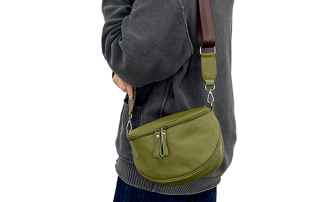 豊岡工房 牛革 軽量ボディバッグ（6020）オリーブ / ボディバッグ 軽量 斜めがけ メンズ レディース かばん カバン バッグ 鞄 国産 日本製 小田清株式会社