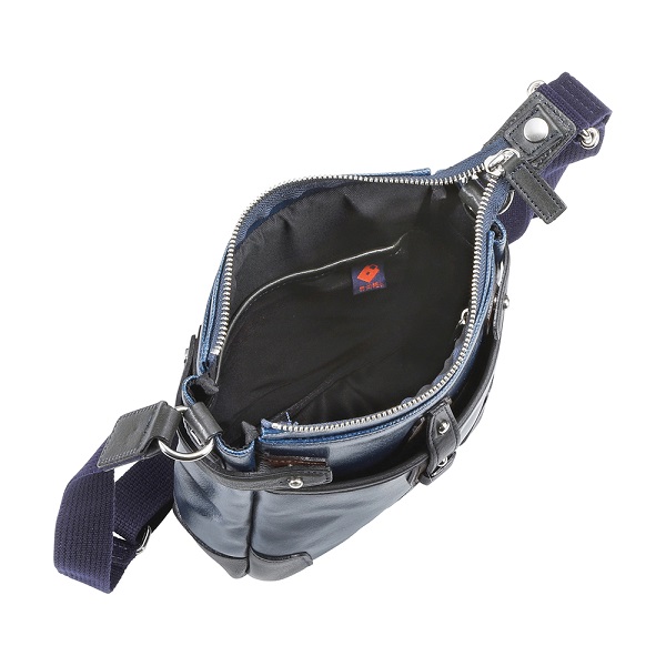 豊岡鞄　帆布PU×レザーショルダーＳ（24-170）ブルー