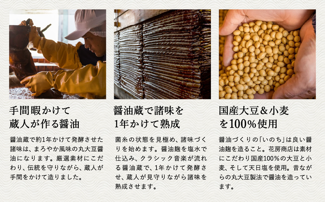 醤油と味噌セット（OS-7）/ 内容：淡口醤油・濃口醤油金星・さしみ醤油・かつお醤油各1L×1本、卵かけご飯専用醤油100ml×2本、もろみ味噌180g×1、国産大豆味噌500g×2 / 国産大豆 醤油 味噌 TKG 調味料 セット 化粧箱入 ギフト【しょうゆの花房】