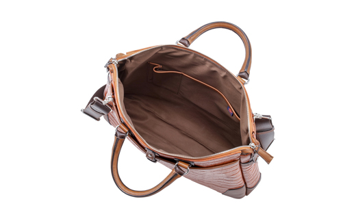 豊岡鞄 craftsmanship クロコ型ブリーフ サンセット 197712 / 木和田正昭商店 クロコダイル調 本革 ブリーフケース ビジネスバッグ メンズ ビジネスカジュアル カバン バッグ A4ファイル収納 手持ち ショルダーベルト付属 2way