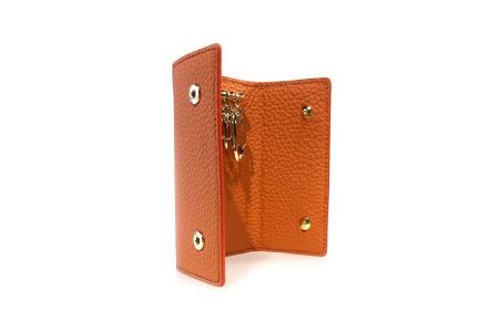 豊岡財布 三つ折りキーケース ドイツ製高級皮革使用 オレンジ