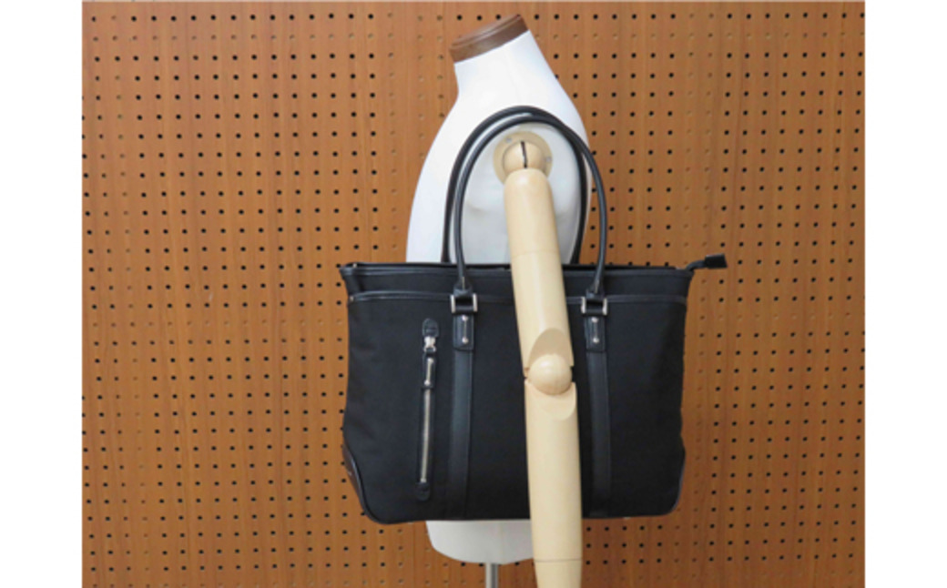 エビータビジネストート (No.5025-01) ブラック / 木和田 トートバッグ ビジネス 軽量 撥水 ナイロン ショルダーベルト付き パソコン お弁当箱 肩掛け 手提げ 高級 かばん カバン バッグ 鞄 手作り メンズ レディース 日本製製